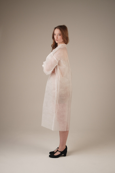 Халат медицинский на КНОПКАХ, 30 г/м2, XL (50 шт/кор) (6522, белый)