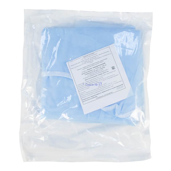 6888 Стерил  халат хирург. «евростандарт», пл. 20, 140 см, р. 52-54 (45 шт./кор.)