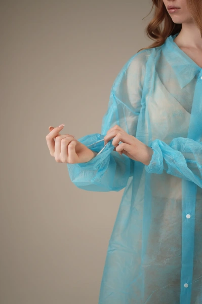 Халат медицинский на КНОПКАХ, 20 г/м2, XXL (50 шт/кор) (6503, синий)