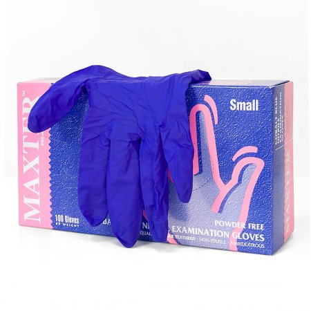 9377B Перчатки  нитриловые, Maxter, неопудр. текст. на пальцах, цвет кобальтовый (100 шт./уп.)