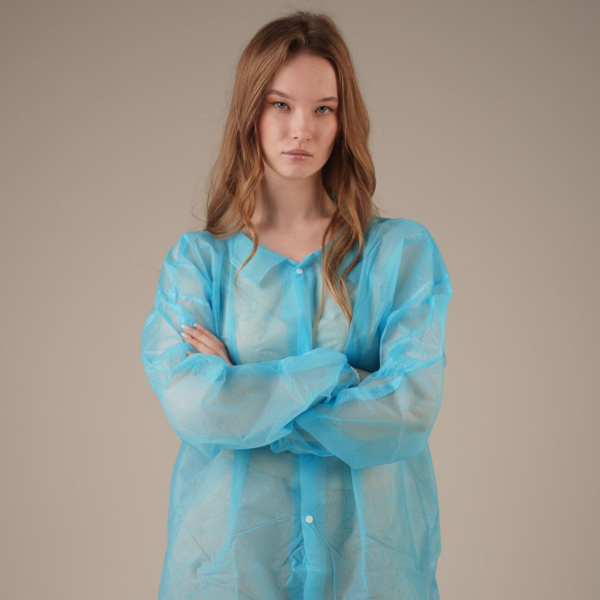 Халат медицинский на КНОПКАХ, 20 г/м2, XXXL (10 шт/уп; 50 шт/кор) (6517-10, синий)