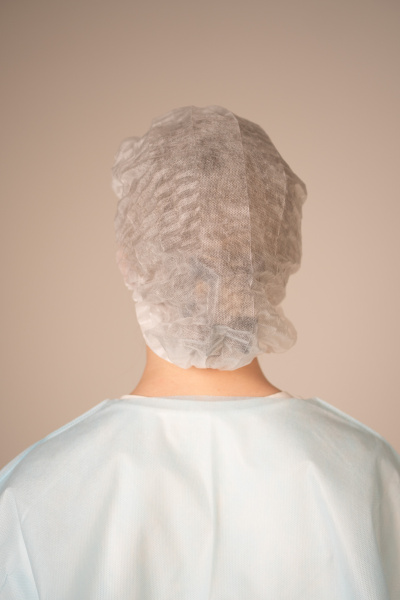 Шапочка-берет Шарлотта, 18 г/кв.м, 2-я резинка, диаметр 53 см (25 шт/уп, 1000 шт/кор) (6882-1, белый)