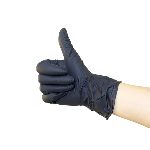 9235 Перчатки нитриловые, неопудр. текст. на пальцах, черные  (100 шт./уп.)