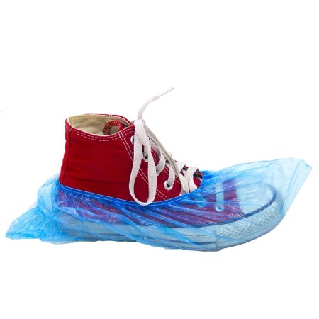 Синие бахилы с двойной резинкой