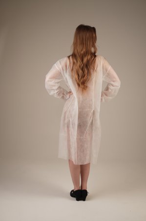 Халат медицинский на КНОПКАХ, 20 г/м2, XL (50 шт/кор) (6510, белый)