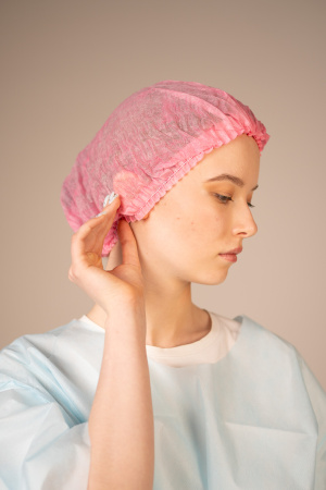 Шапочка-берет Шарлотта, 15 г/кв.м, 1-я резинка (125 шт/уп, 1000 шт/кор) (6863, розовый)
