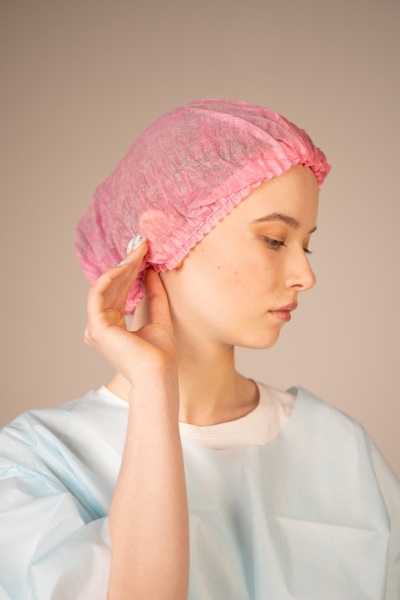 Шапочка-берет Шарлотта, 15 г/кв.м, 1-я резинка (125 шт/уп, 1000 шт/кор) (6863, розовый)