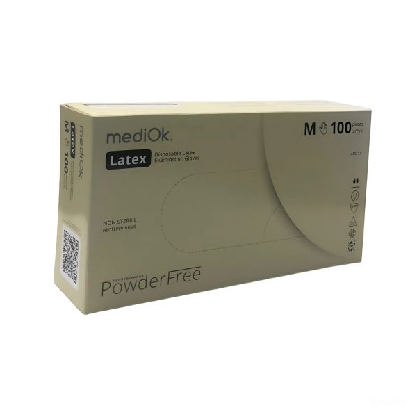 7034 Перчатки латексные мед смотровые неопудр, нестерильные (100 шт/уп, 1000 шт/кор