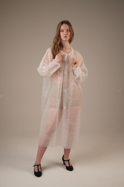Халат медицинский на ЛИПУЧКАХ, 20 г/м2, XXL (50 шт/кор) (6543, белый)