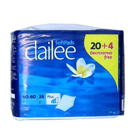 6871 Пеленка мед. впитывающая многослойная TM "Dailee" 60х60 см Кратно 24 шт.