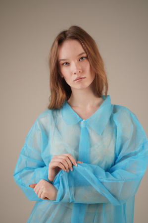 Халат медицинский на ЛИПУЧКАХ, 20 г/м2, XL (50 шт/кор) (6540, синий)