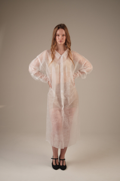Халат медицинский на ЛИПУЧКАХ, 30 г/м2, XL (50 шт/кор)