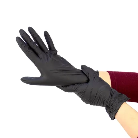9235С Перчатки  нитриловые, неопудр. текст. на пальцах, черные  (100 шт./уп.)