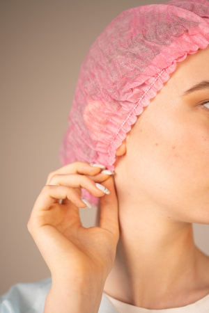 Шапочка-берет Шарлотта, 15 г/кв.м, 1-я резинка (125 шт/уп, 1000 шт/кор) (6863, розовый)