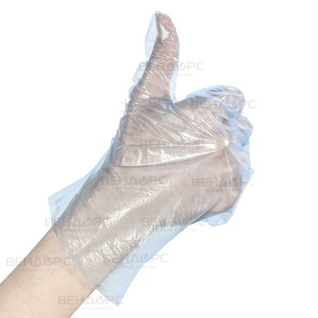 6308 Перчатки полиэт. голубые, текст.  L