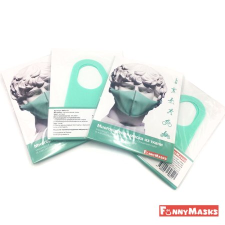 ФМ3-01 Маска многоразовая из ткани, зеленая, неопрен 100% (60 шт/кор)