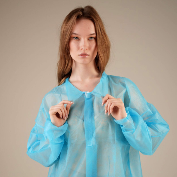 Халат медицинский на ЛИПУЧКАХ, 30 г/м2, XXL (50 шт/кор)