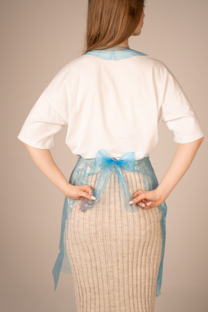 ПЭ фартуки одноразовые (9 мкм) 70*110 см (не медиц), Albens (100 шт/уп, 1000 шт/кор) (7206, голубой)