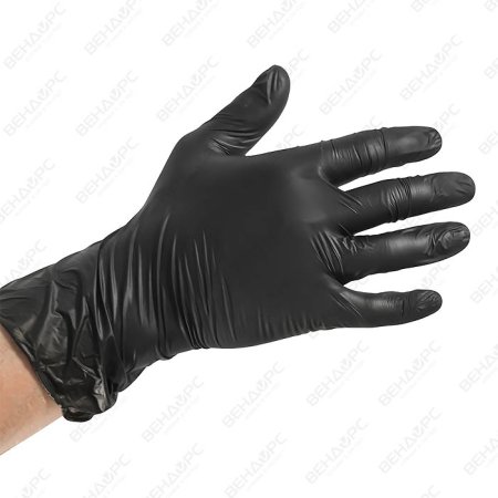 Перчатки виниловые неопудренные, гладкие, черные