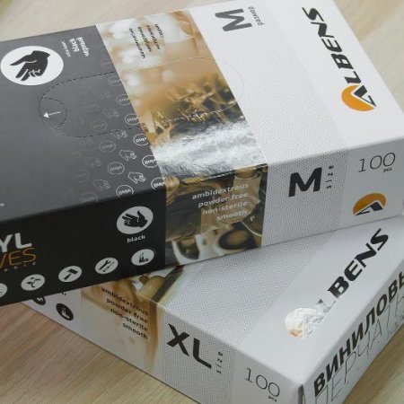 Перчатки виниловые неопудренные, гладкие, прозрачные