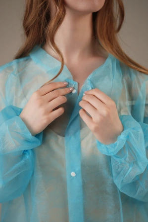 Халат медицинский на КНОПКАХ, 20 г/м2, XXL (50 шт/кор) (6503, синий)