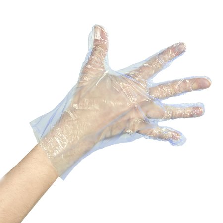 6308 Перчатки полиэт. голубые, текст.  L