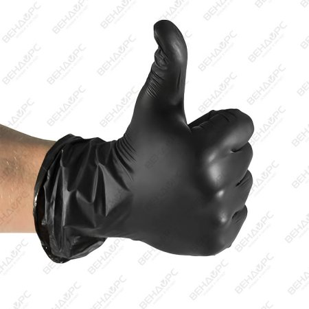 Перчатки виниловые неопудренные, гладкие, черные