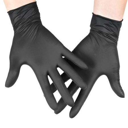 _9899А Перчатки нитриловые, Albens, неопудр. черные, текст. на пальцах (100 шт./уп.)