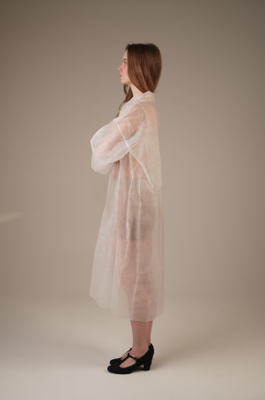 Халат медицинский на ЛИПУЧКАХ, 20 г/м2, XXL (50 шт/кор) (6543, белый)