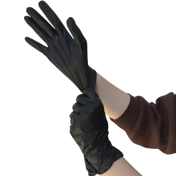 7073 Перчатки виниловые, неопудр., гладкие, черные  (100 шт./уп.)