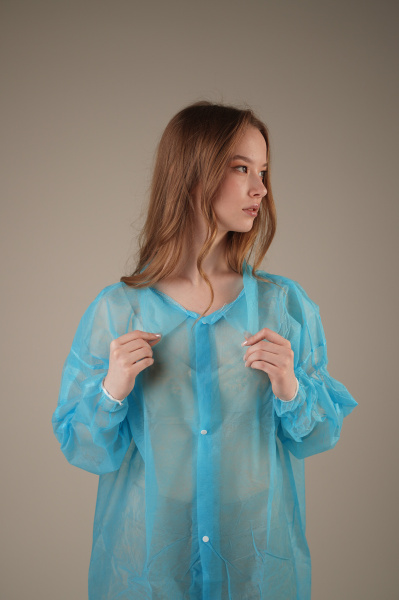 Халат медицинский на КНОПКАХ, 20 г/м2, XXXL (10 шт/уп; 50 шт/кор) (6517-10, синий)