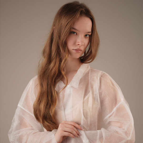 Халат медицинский на ЛИПУЧКАХ, 20 г/м2, XL (50 шт/кор) (6542, белый)