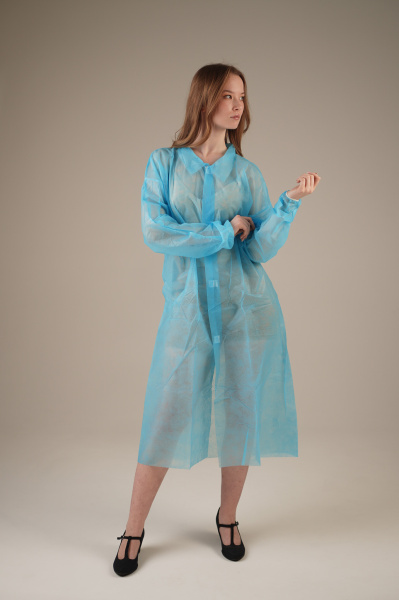 Халат медицинский на ЛИПУЧКАХ, 20 г/м2, XL (50 шт/кор) (6540, синий)