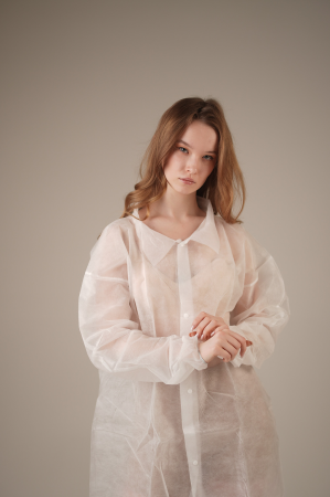 Халат медицинский на КНОПКАХ, 30 г/м2, XL (50 шт/кор)