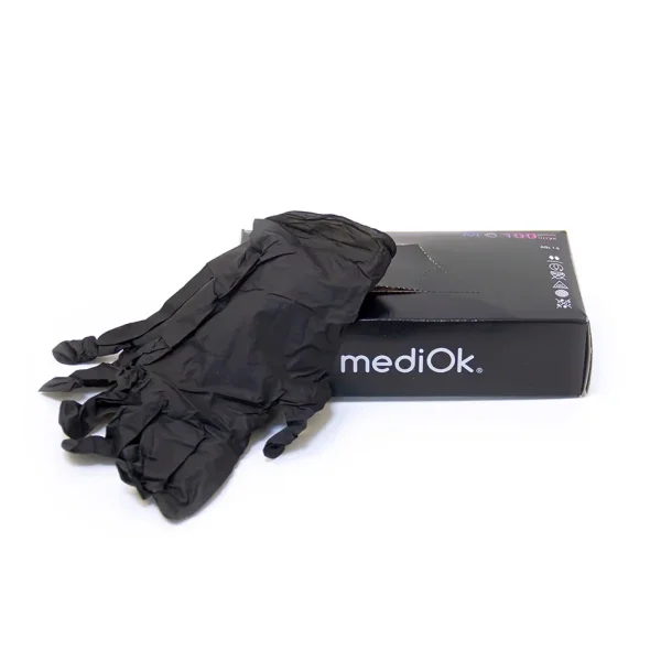 9235С Перчатки  нитриловые, неопудр. текст. на пальцах, черные  (100 шт./уп.)