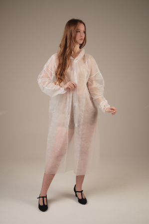 Халат медицинский на ЛИПУЧКАХ, 20 г/м2, XXL (10 шт/уп; 50 шт/кор)