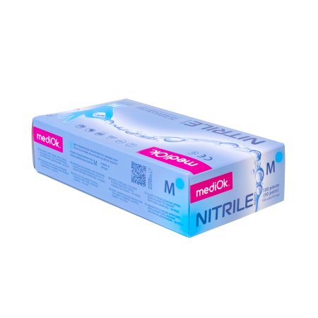 9237 Перчатки  нитриловые, неопудрен., текст. на пальцах, голубые  (100 шт./уп.)